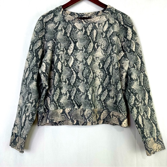 Paige Snake Print Sweater Cropped Python Daytona Roccia Large Top Women's Knit - Picture 1 of 6